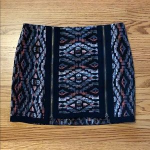 Tribal Print Mini Skirt with Zipper Detail